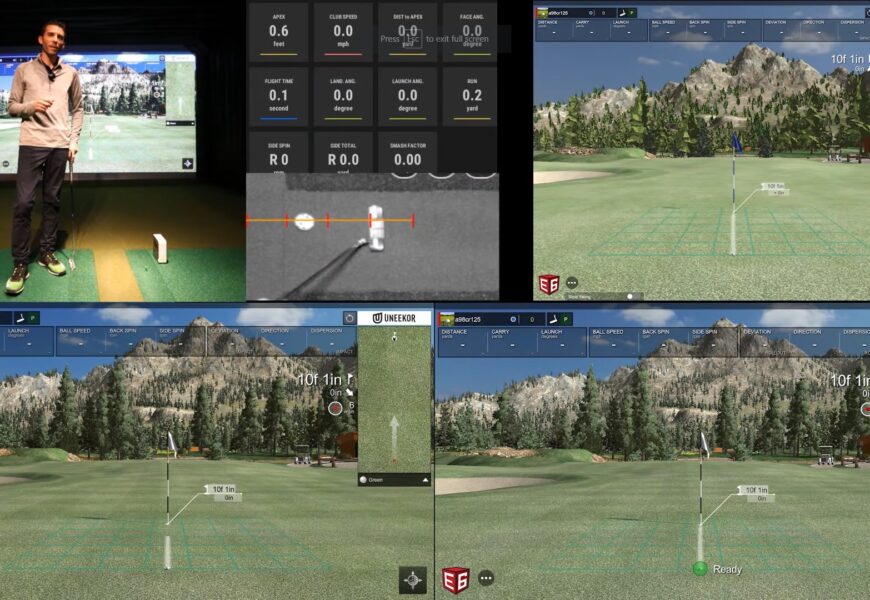 Skytrak vs Flightscope Mevo Plus vs Uneekor QED – Golf Simulator Putting Review using E6 Connect golf simulator software.